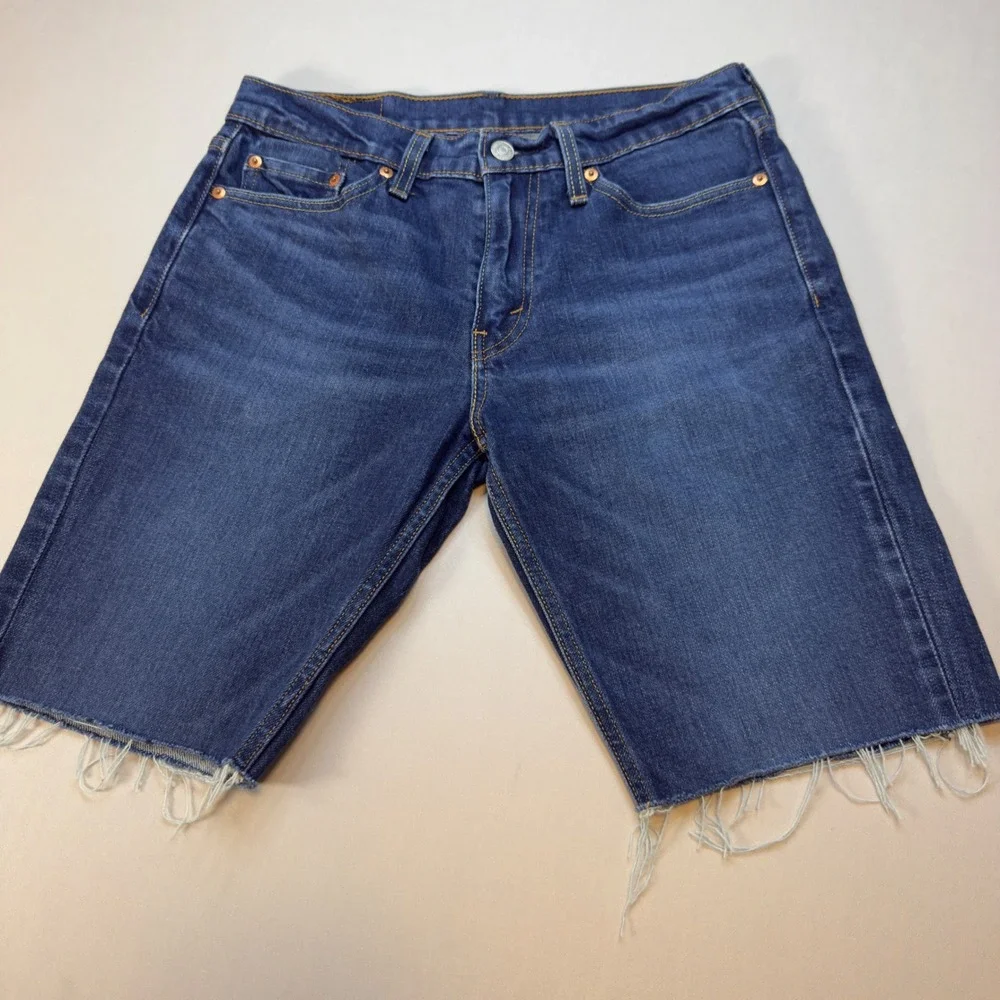 Levis 511 Slim Fit Cut Off Denim Shorts Mens Medium Wash Frayed Hem 9